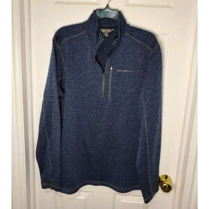 Eddie Bauer Men's Blue Fleece 1/4 Quarter Zip Pullover Jacket Sweater Size L